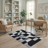 Geometric Modern Black and White Abstract Geometric Black White Area Rug