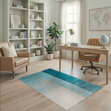 Ombre Blue Teal Vertical Stripe Area Rug