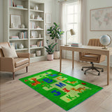 Green ABC Animals Alphabet Kids Rug