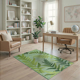 Floral Vintage Green Lush Fern Leaf Green Area Rug