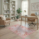 Blush Pink Rose Garden Floral Area Rug