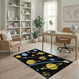 Kids Cartoon Retro Pixel Space Planets Area Rug