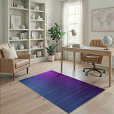Blue-to-Purple Ombr Striped Area Rug