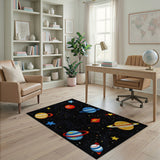 Pixel Space Planets Kids Cartoon Area Rug