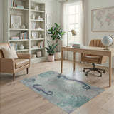 Teal Seahorse Coral Reef Area Rug