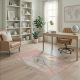 Blush Pink Woodland Birds Area Rug