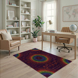 Rainbow Music Notes Geometric Area Rug
