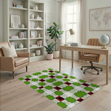 Vibrant Green Plaid Grid Area Rug