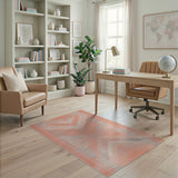 Orange Gray Chevron Geometric Area Rug