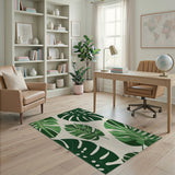 Coastal Beach Green Lush Green Monstera Leaf Area Rug