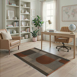 Modern Geometric Orange Grey Area Rug