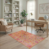 Orange Vibrant Orange Persian Floral Medallion Rug