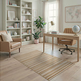 Beige and Cream Striped Woven Area Rug