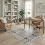 Black White Geometric Grid Woven Rug