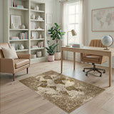 Vintage World Map Distressed Brown Area Rug