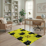 Playful Black Cats Sunny Yellow Area Rug