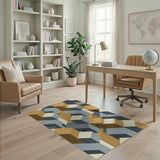Modern Geometric Cube Stacked Area Rug