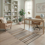 Brown and Tan Brown Tan Horizontal Striped Woven Rug
