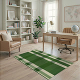 Green Plaid Rustic Farmhouse Area Rug