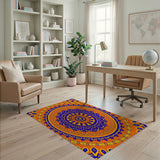 Vibrant Orange Mandala Persian Area Rug