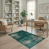 Green Teal Abstract Geometric Area Rug