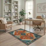 Terracotta Teal Southwestern Area Rug