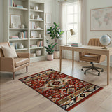Red Red Southwestern Geometric Diamond Rug