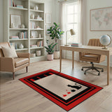 Red Framed Black Cat Pumpkin Silhouette Rug