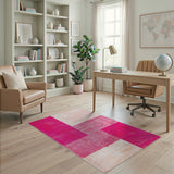 Geometric Modern Pink Vibrant Pink Geometric Shag Area Rug