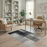 Monochrome Geometric Block Area Rug