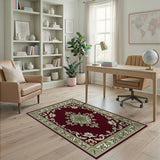 Elegant Burgundy Medallion Persian Rug