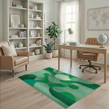 Green Emerald Green Abstract Geometric Area Rug