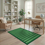 Green Vibrant Green Black Plaid Area Rug
