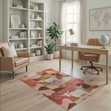 Pink Longhorn Cow Southwestern Geometric Rug
