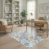 Floral Vintage Blue Floral Vintage Washable Area Rug