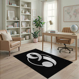 Bold Geometric Number 9 Area Rug - Black White
