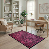 Boho Chic Pink Hot Pink Leopard Print Area Rug