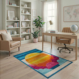 Geometric Sunset Sun Multi-Color Area Rug