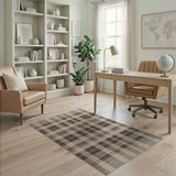 Brown Tan Plaid Woven Brown and Tan Area Rug