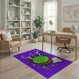 Purple Witch Cauldron Bubbling Potion Cartoon Rug
