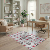 Red Plaid Holly Berry Wreath Rug