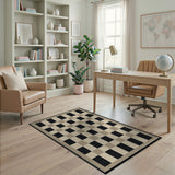 Black Beige Checkered Farmhouse Area Rug