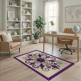 Elegant Purple Floral Medallion Area Rug