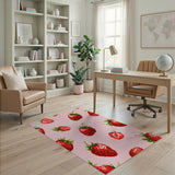 Strawberry Cross-Stitch Pink Area Rug