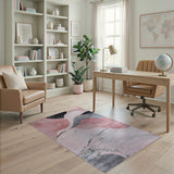 Blush Pink Gold Vein Abstract Area Rug