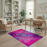 Vibrant Pink Purple Tie-Dye Area Rug