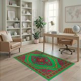 Vibrant Green Pink Medallion Persian Rug