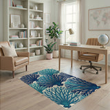 Teal Coral Sea Fan Area Rug
