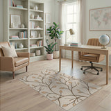 Delicate Beige Leaf Vine Branch Rug