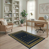 Navy Gold Art Deco Geometric Area Rug